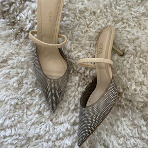Zara Rhinstone Mules